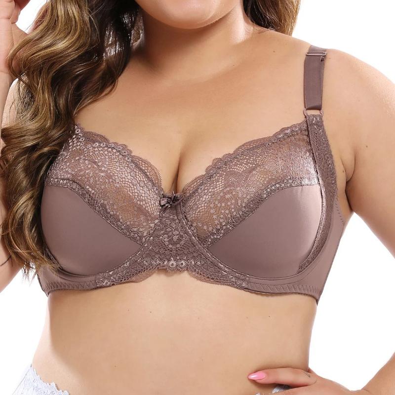 Women s Plus Size Brown Lace Full Coverage Underwire Bra M коричневый