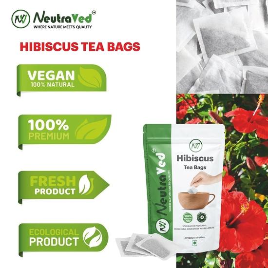 NeutraVed Hibiscus Tea Bags | Herbal Tea Bags with Pure Hibiscus, Pack of 1 (40 Tea Bags) | Stored In Reusable Zipper Pouch - 40 Pec