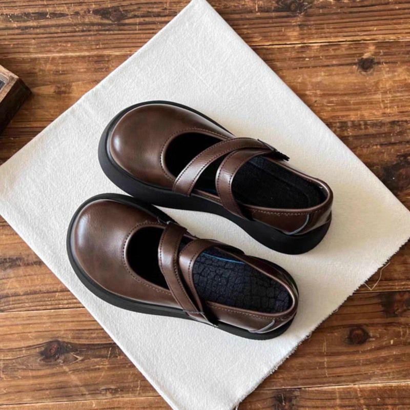 2024 New Autumn and Winter Round Head Platform British Style Japanese Mary Jane Shoes Small Leather Shoes Women's Skirt Retro Single Shoes