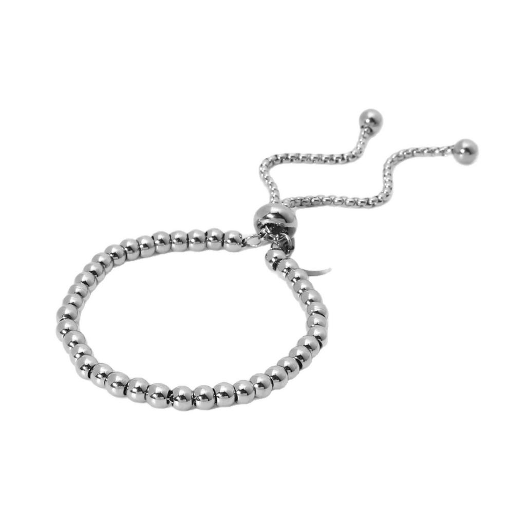 Popular Personalized 18K Gold Plated Round Tag Adjustable Round Bead Bracelet Stainless Steel Waterproof Niche Jewelry