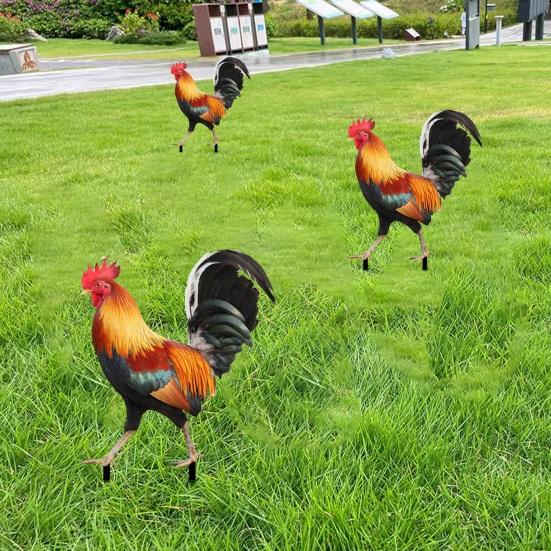 Gartenstab Doppelseitiger Druck Ebene Design Acryl Niedliches Hähnchen Rasenstecker Statue Hof Kunst Dekoration Heimdekor