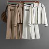 Autumn Winter Knitted Fashion Set Women's Casual Polo Collar Sweater Wide Leg Pants Two Piece Set