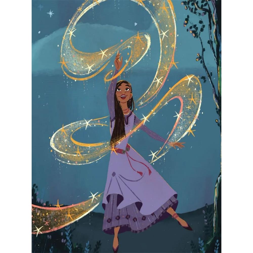 

Disneys Diamond Wish Asha Fan Art Illustration Cute Cartoon Cross stitch Complete Set 5D DIY Home Decoration Round 20x30cm