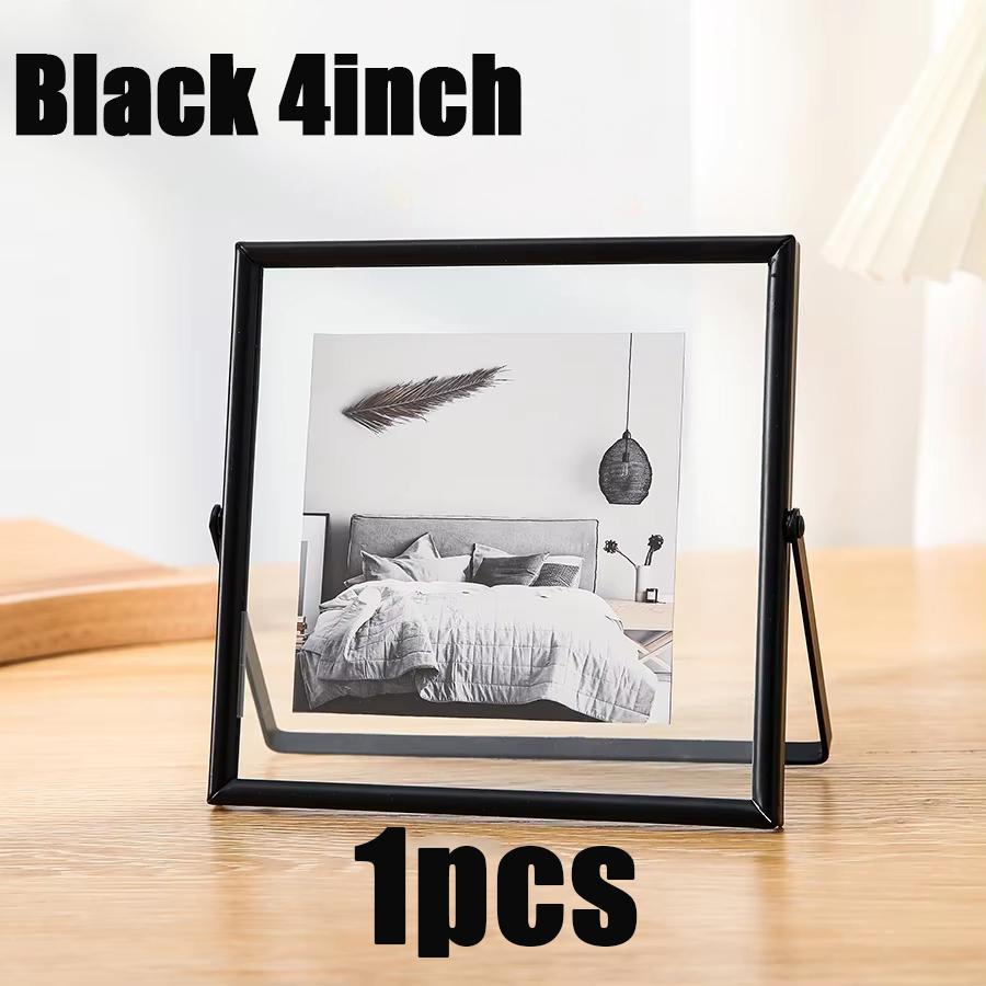 1pc 4/6inch Metal Photo Frame Gold Black Rectangle Acrylic Photo Simple Transparent for Christmas Gift Tabletop Decoration Photo