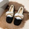 Fur Integrated Doudou Shoes Women's Winter Velvet 2025 New Versatile Flat-bottomed Thick-soled One-pedal Fluffy Cotton Shoes Women