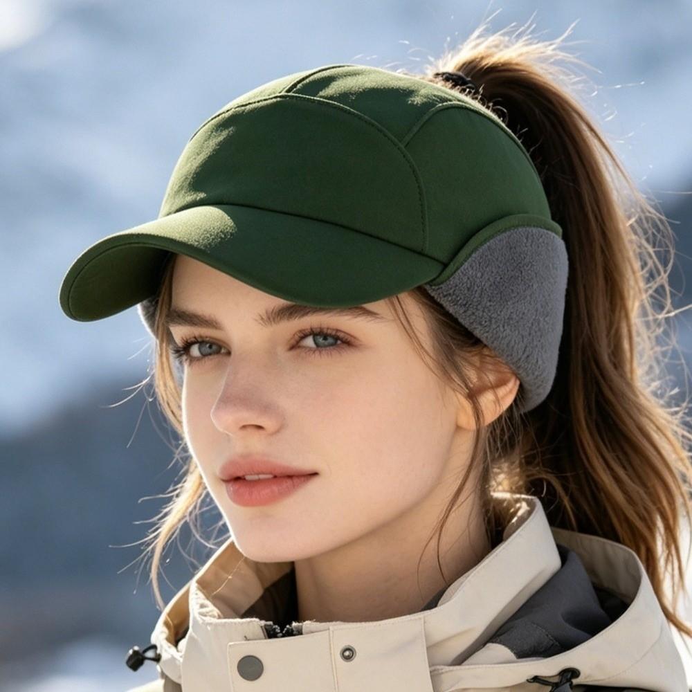 Warm Windproof Running Hat Thickened Fleece Visor Peaked Cap Fashion Ear Flap Baseball Cap