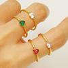 Mother's Day Zircon Adjustable Open Rings for Women 18K Gold Plated Waterproof Stainless Steel Heart Shape Ring