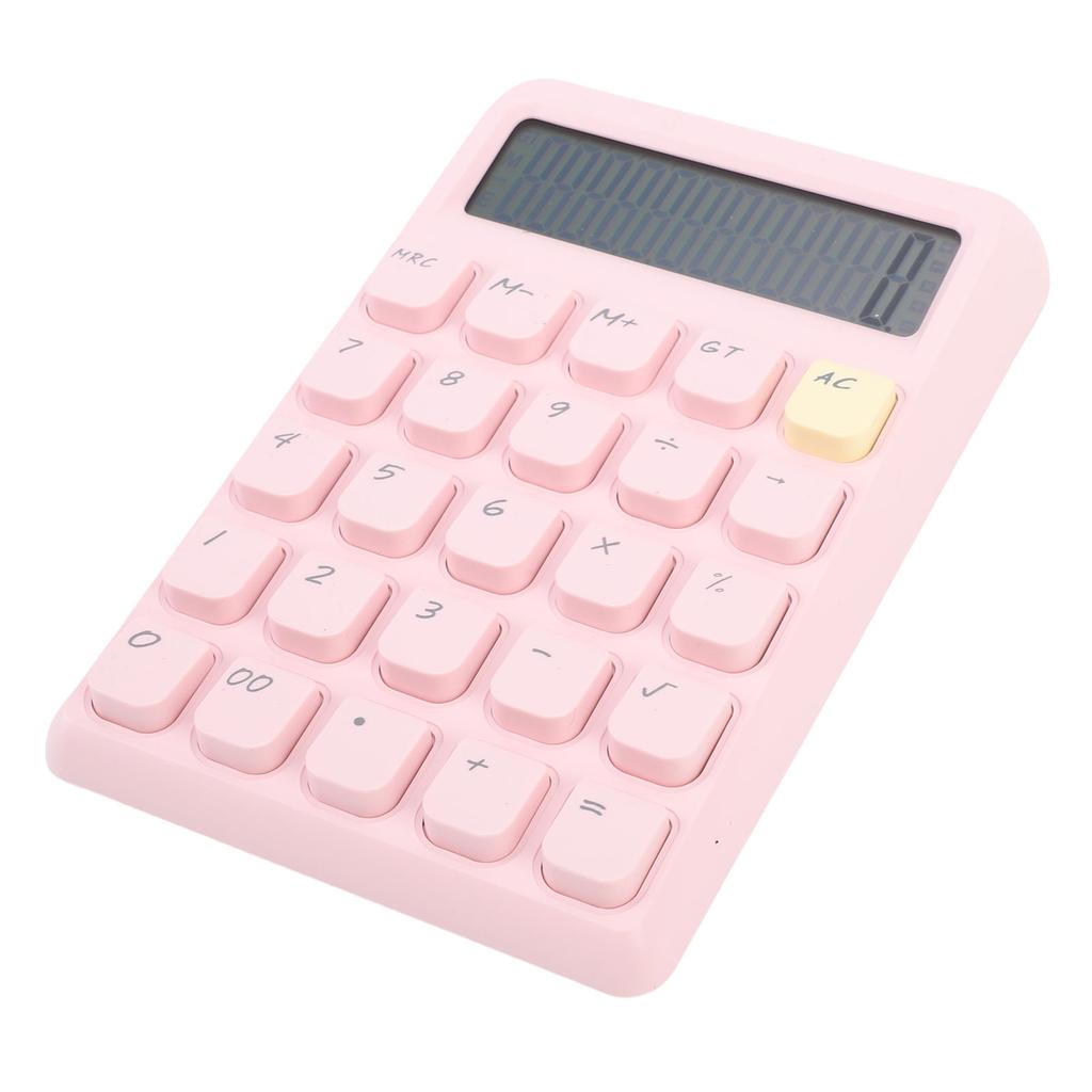 Solar Calculator 12 Digits Large Display Responsive Mechanical Buttons Cute Basic Standard Calculator for   Study