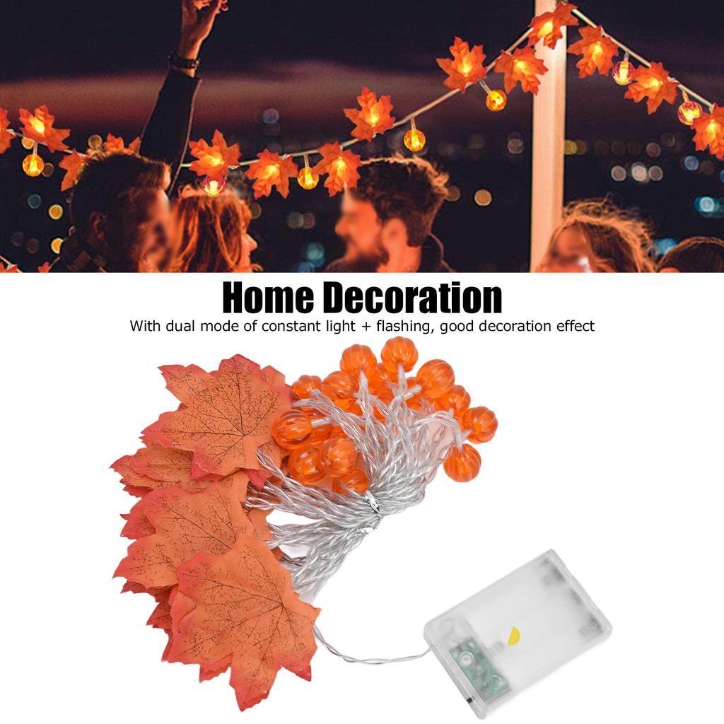 Maple Leaf String Light with Constant Light Flashing Dual Modes Indoor Outdoor Holiday Party Decors(  9.8ft 20LED )