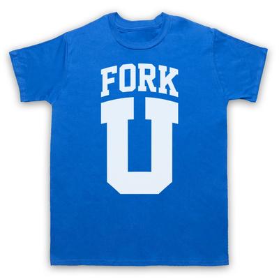 Fork U Zabawny Slogan Komediowy Żart Styl Uniwersytecki Retro Męska i Damska Koszulka