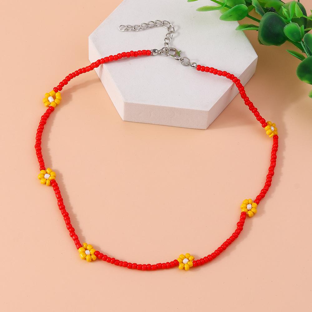 Collana di Perline Colorate Fatta a Mano alla Moda Collane Floreali Bohemian con Perline per Donne Ragazze Festa Gioielli per le Feste Regalo