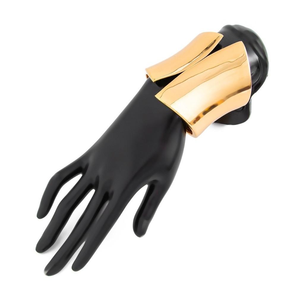 Metallic Finish Metal Bangle Extra Wide Open Bangle Bold Style Wide Cuff Bracelet Women Fashion