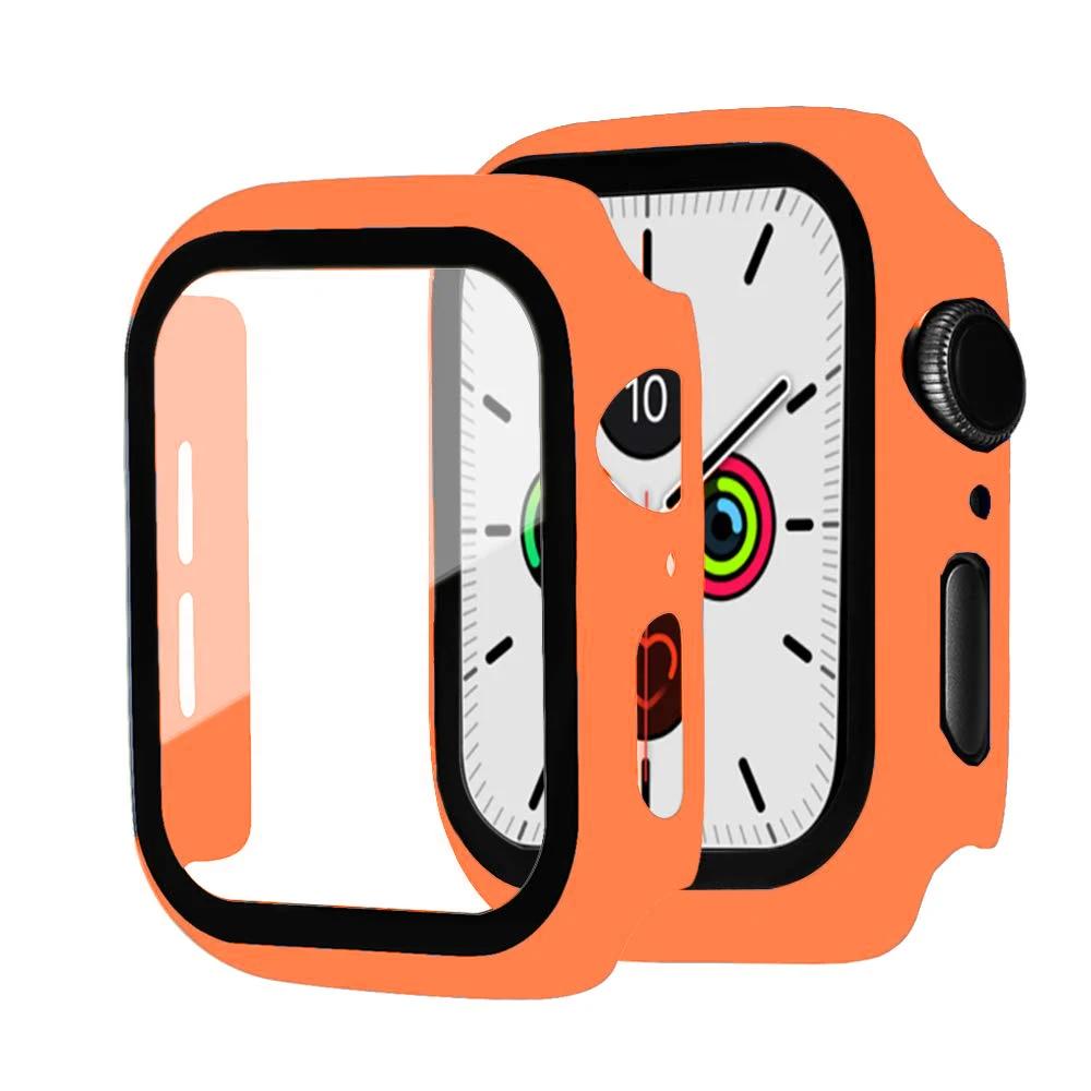 Tempered Glass+Case For Apple Watch Series 9 8 7 41mm 45mm 42mm PC Bumper Screen Protector Cover iWatch 6 5 4 Se 44mm 40mm Shell