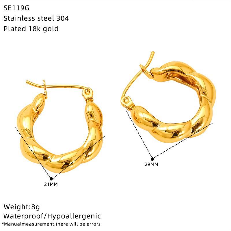 European & American Minimalist Titanium Steel Gold Wrap-Around Earrings - Women's Ins Style, Light Luxury Versatile Design