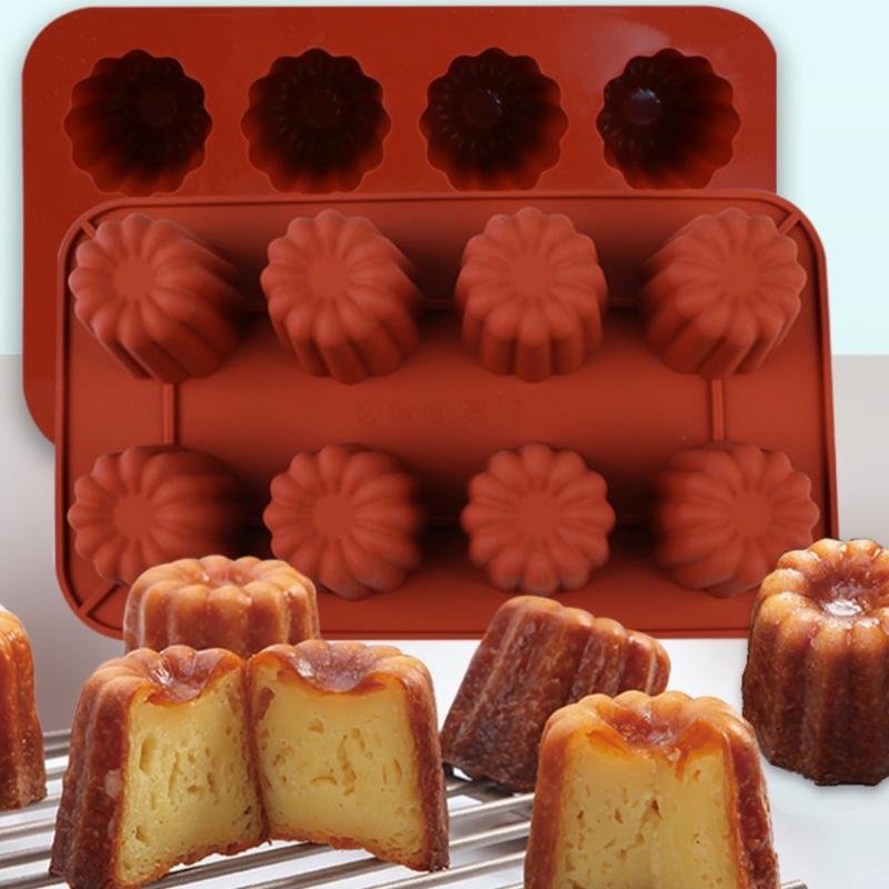1Pcs Muffin Cupcake Baking Tray Bordelais Fluted Cake Pudding Mold 8/18 Holes Caneles Silicone Mold Diy Baking Kitchen Accessory