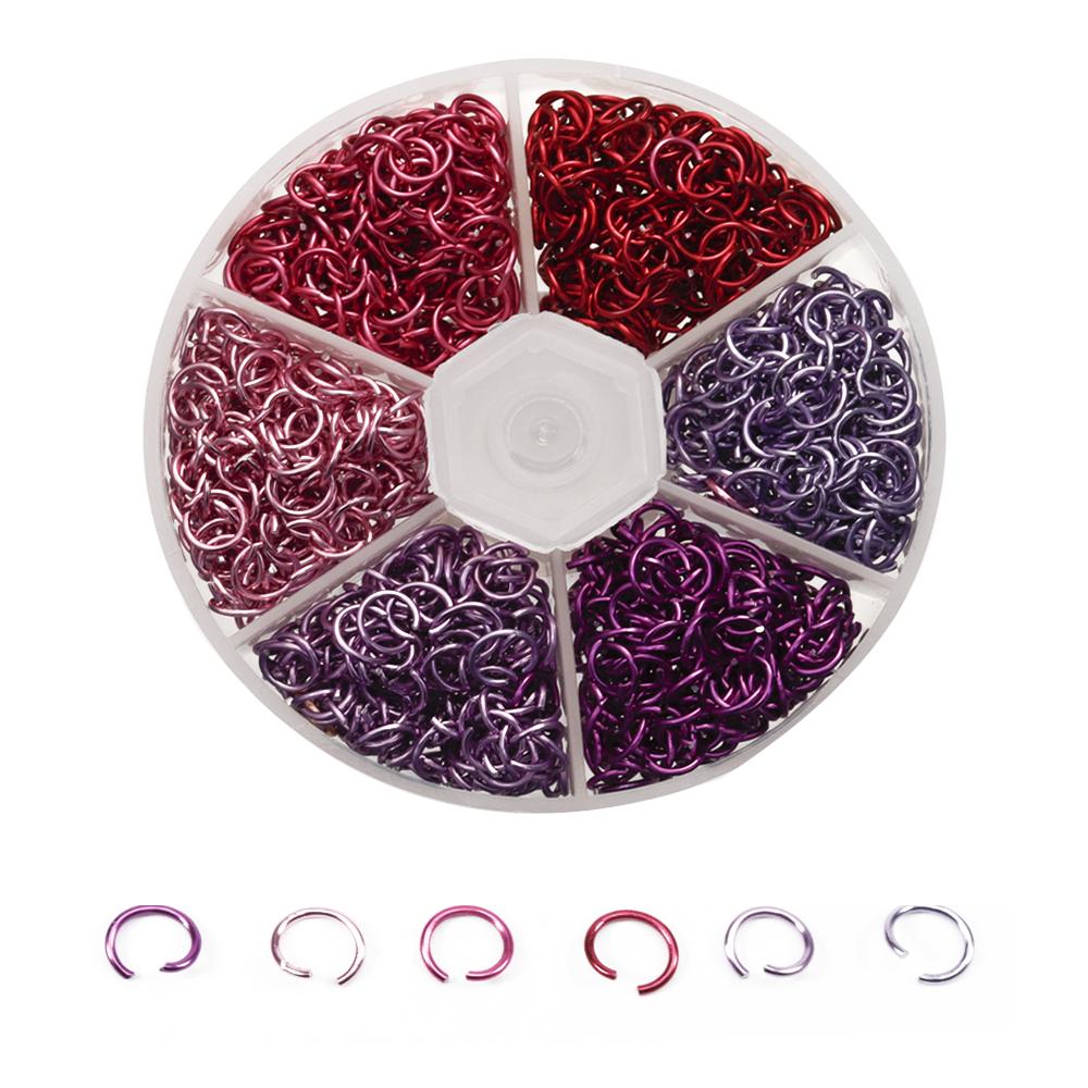 1080pcs/Box 6mm Colorful Aluminum Jump Ring Opening Ring Split Ring for DIY Jewelry Making Necklace Crafts Accessories