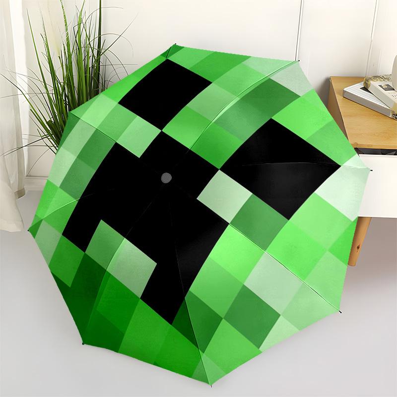 1pc My World Pixel Game, Creeper Themed High-quality Umbrella,Automatic Opening and Closing Umbrella,Multi-functional Umbrella G0811087