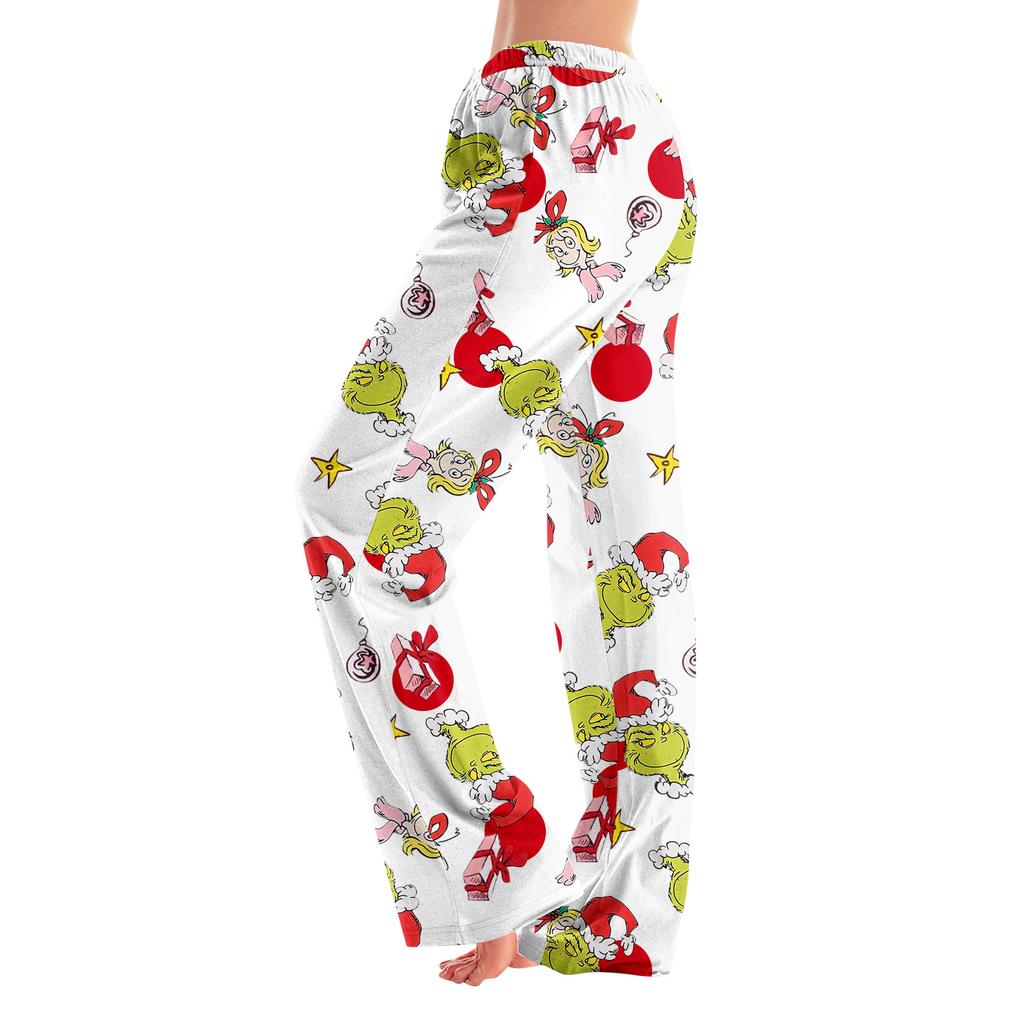 Pyjamasbukser Nattøy Fritidssnor Elastisk midje Bukser Komfortable Rette Yoga Løse Bukser