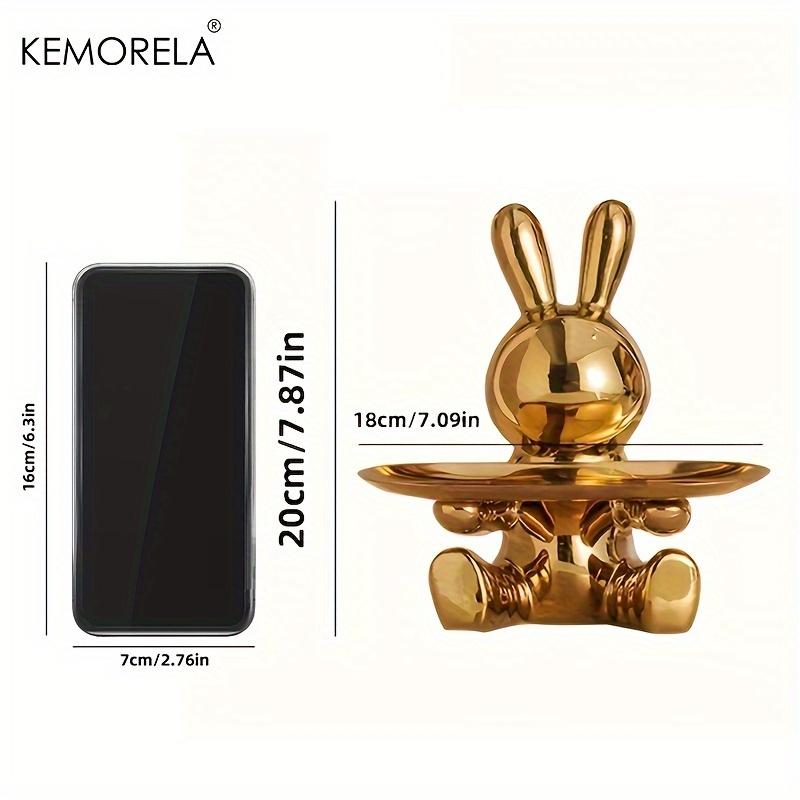  Rabbit Key Storage Ornament Ceramic Material Figurine Ornament Home and Living Room Decoration Item Storage Ornaments