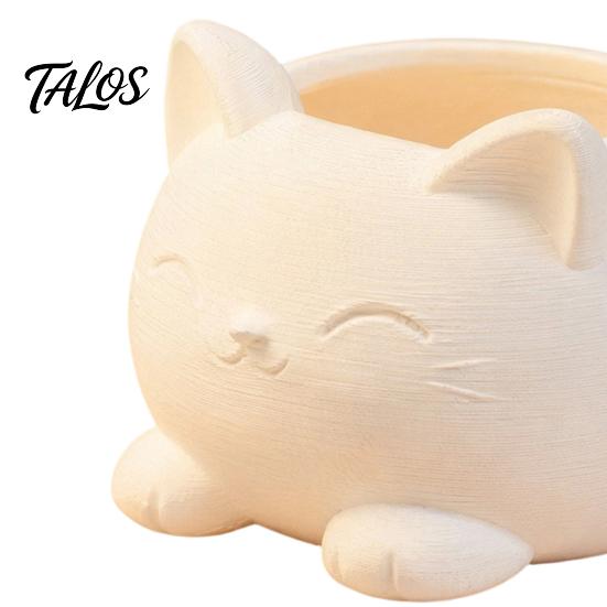 Milky White Cat Decor 3D Printed Ornament, Flower And Makeup Brush Holder, Design, Cute Planter Stable Base Decorative Plant Pot, for Office Desk Home