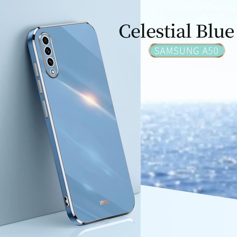 Square Plating Silicone Phone Case for Samsung Galaxy A50 A50S A30S Soft Luxury Original Camera Protection Shockproof Back Cover
