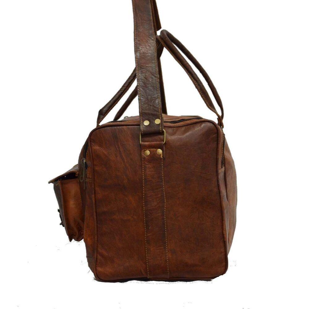 Cestovní taška Duffle Gym Bag 28" pánská hnědá Vintage z pravé kozí kůže