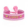 Handmade European Style Embroidered Love Bracelet with Tassels for Girls