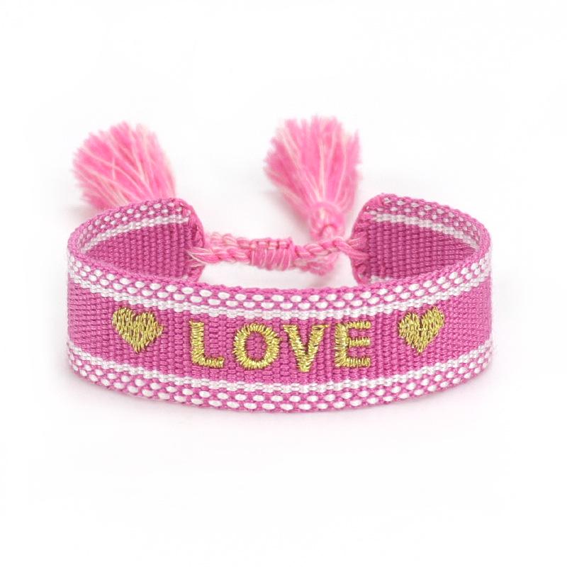 Handmade European Style Embroidered Love Bracelet with Tassels for Girls