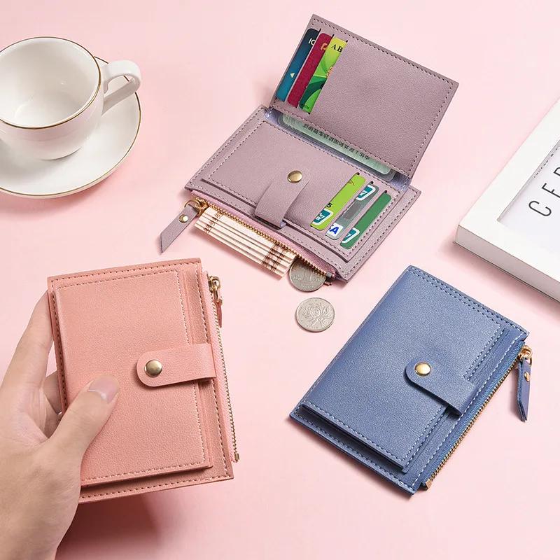 

Women Wallets PU Leather Female Purse Mini Hasp Solid Multi-Cards Holder Coin Short Wallets Slim Small Wallet Zipper Coin Purse