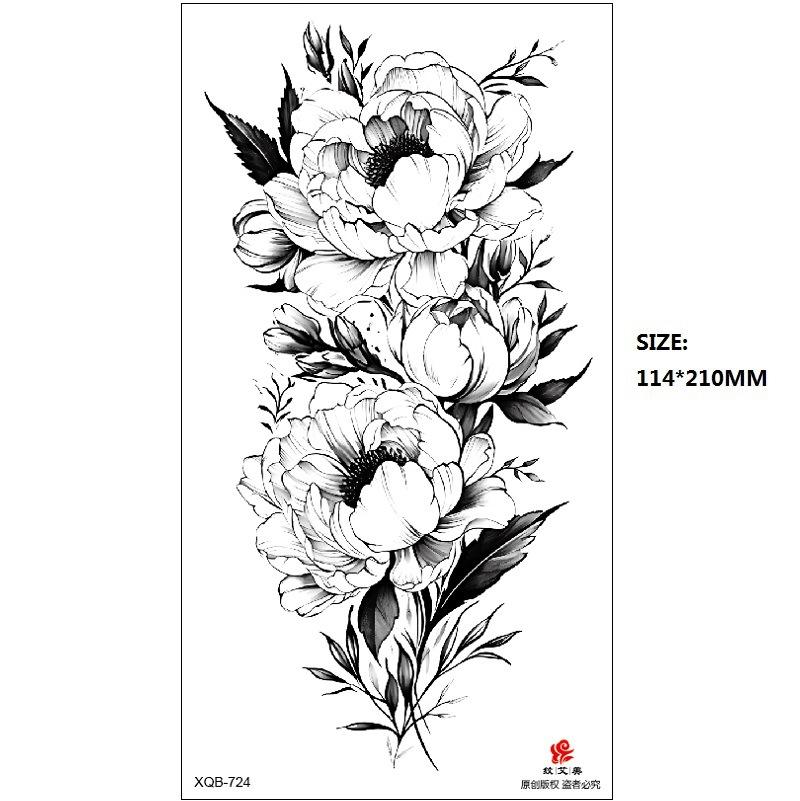 Emmy Black Series Butterfly Rose Flower Tattoo Sticker Set Water Transfer Paper