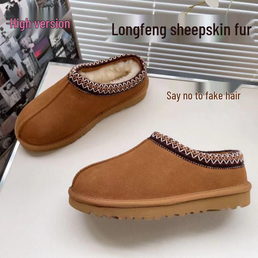 Women s Ethnic Style Wool Fur Snow Boots with Platform Sole and Hidden Heel 36