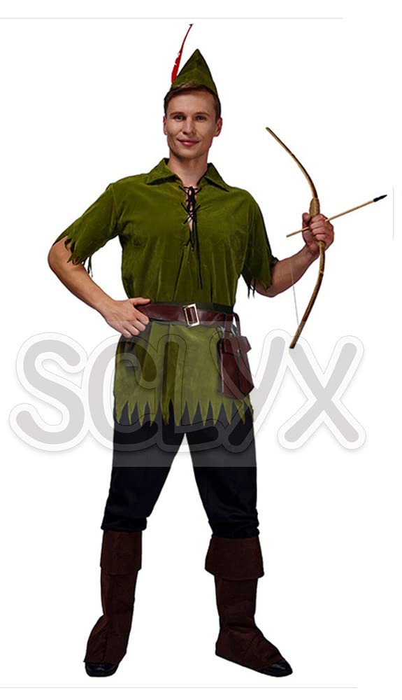 [SCLYX] Fantasy Boy Green Hunter Costume Halloween Christmas Cosplay Adult Men Cool Event Party Fancy Dress #21157