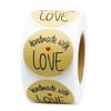 1Inch 100-500pcs Round Kraft Paper "handmade With Love" Seal Sticker For Handmade Products Baking Products Sealing Sticker Label