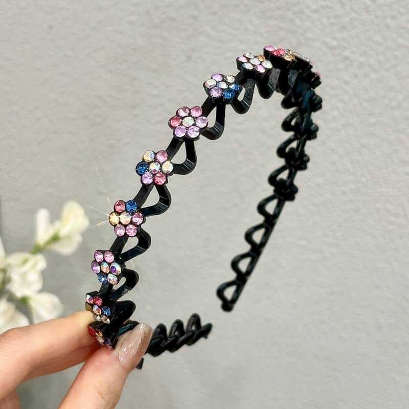 Non-slip Rhinestone Women Girls Headbands Solid Wave Hairbands Bezel Fashion Hair Hoop Ladies Boutique Hair Accessories