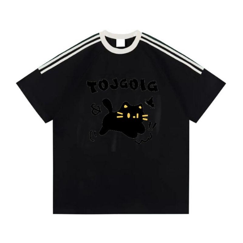 Plus Size Women's Summer Casual Three Bar Design Sense Niche Short Sleeved Shoulder Top