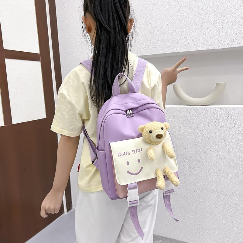 Cute Animal Themed Canvas School Backpack With Comfortable Cushion Straps For Children