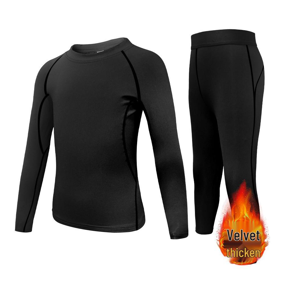 Children's Winter Fleece-lined Quick-dry Football Training Suit – High Elastic, Warm Sports Base Layer