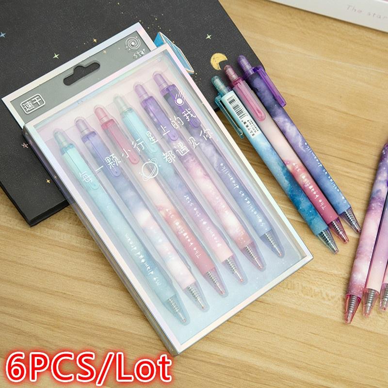 6pcs/lot Night Sky Series Neutral Pen Signature Pen Gift Pens Students Office Supplies Gel Pen Stati
