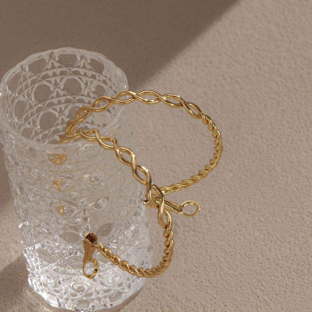 LNCHRAN Gold Retro Copper Twisted Rope Hoop Earring for Women