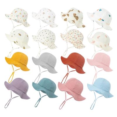 Baby Cotton Bucket Hat 2026 New Children Sunscreen Outdoor Caps Boys Girls Print Panama Hat Unisex Beach Fishing Hat for 0-12 Months