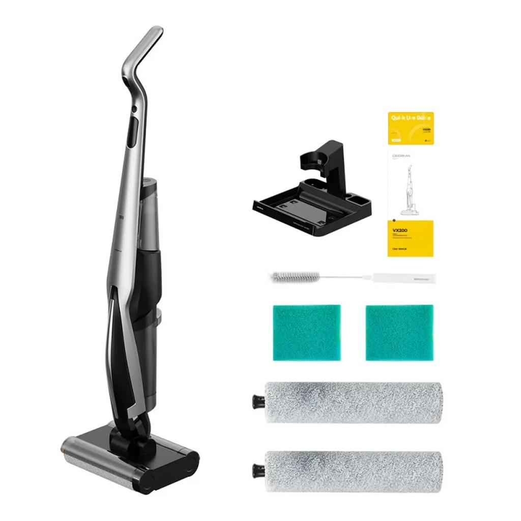 Deerma VX200 Cordless Wet and Dry Floor Vacuum, Dual Roller Brushes, 22000 Pa and Hot-Air Drying