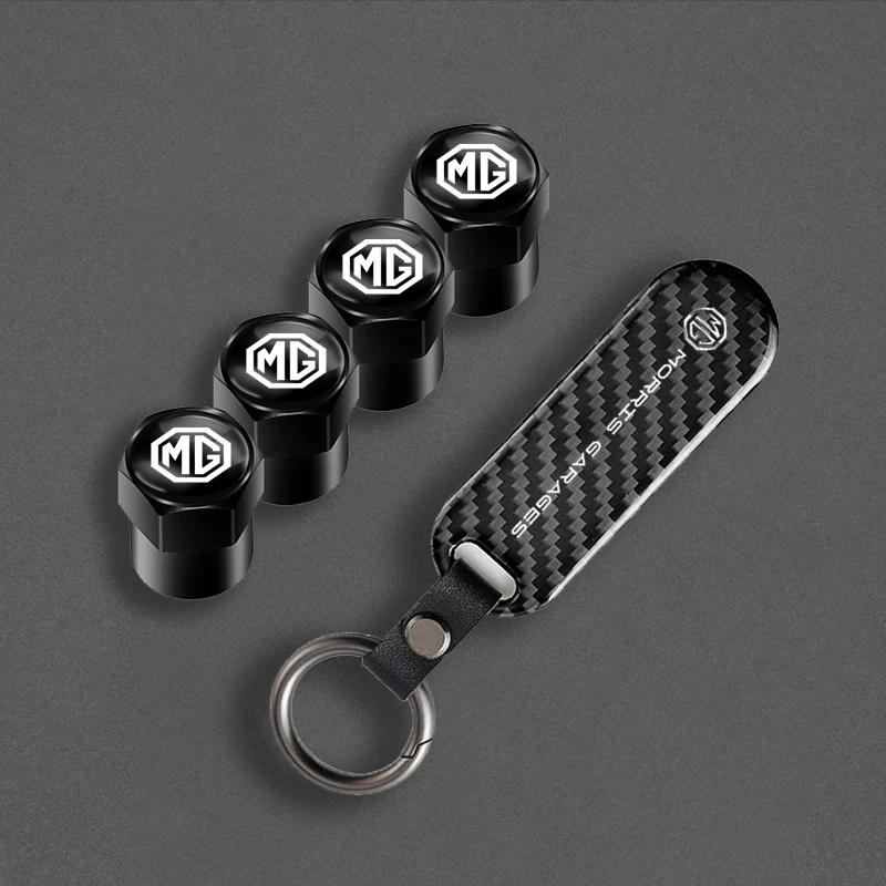 4pcs Auto Emblem Tire Valve Stem Cap Case Car Keychain For MG ZS MG5 GS HS GT ZST MG3 MG6 MG7 Hector ZX EZS EHS MG3X-Cross MG3SW FF1