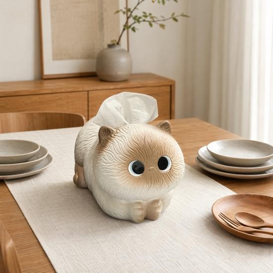 Tissue Dispenser, Cute Cat Shape Tissue Holder, Practical Storage And Unique Home Decor Napkin Box, for Bathroom Bedroom Living Room
