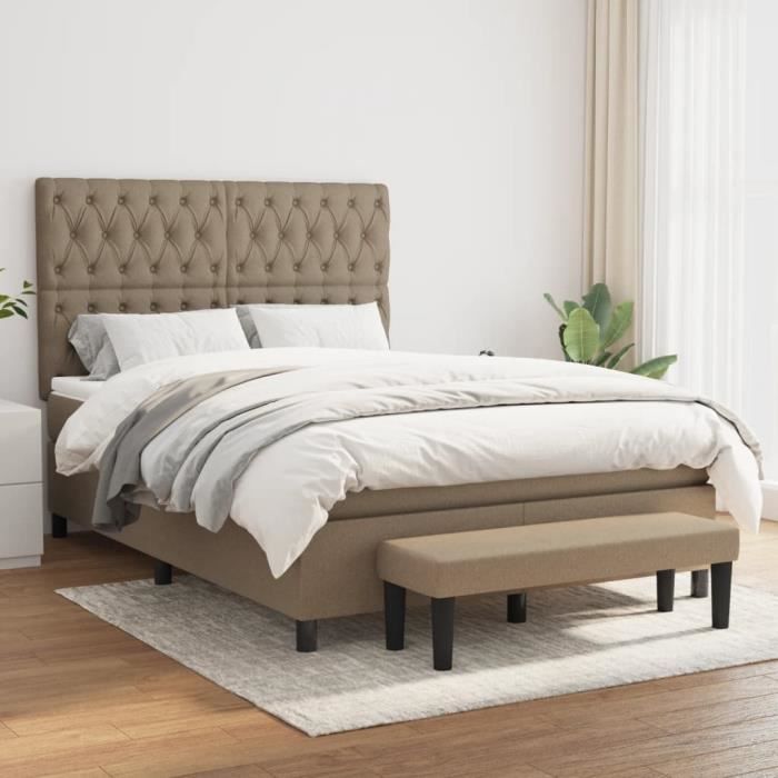 3136833 vidaXL Divan Bed with Mattress Taupe 140x190 Cm Fabric