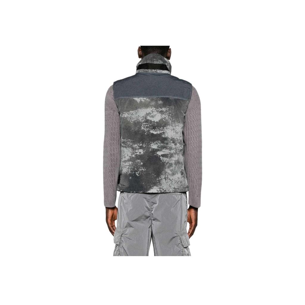 Stone Island Camouflage Stand Collar Zipper Fitted Sleeveless Vest Men vest Gray 8015G06E1-V0060