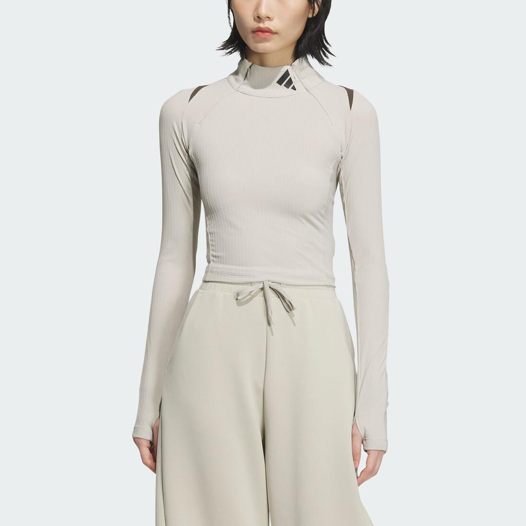 Adidas Future Style Pre Series Comfortable Sports Casual Slim Fit Long Sleeve Raglan T-Shirt Women Tops Light-Sesame Earth-Gray JM2453