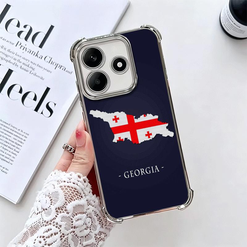

Georgia Passport Flag Plating Phone Case For Xiaomi Redmi Note 14 15 Pro Plus 13 12 11 11S 11T 10 9S 9 5G Anti-Fall Airabag Cove Redmi Note 14 Pro 4G