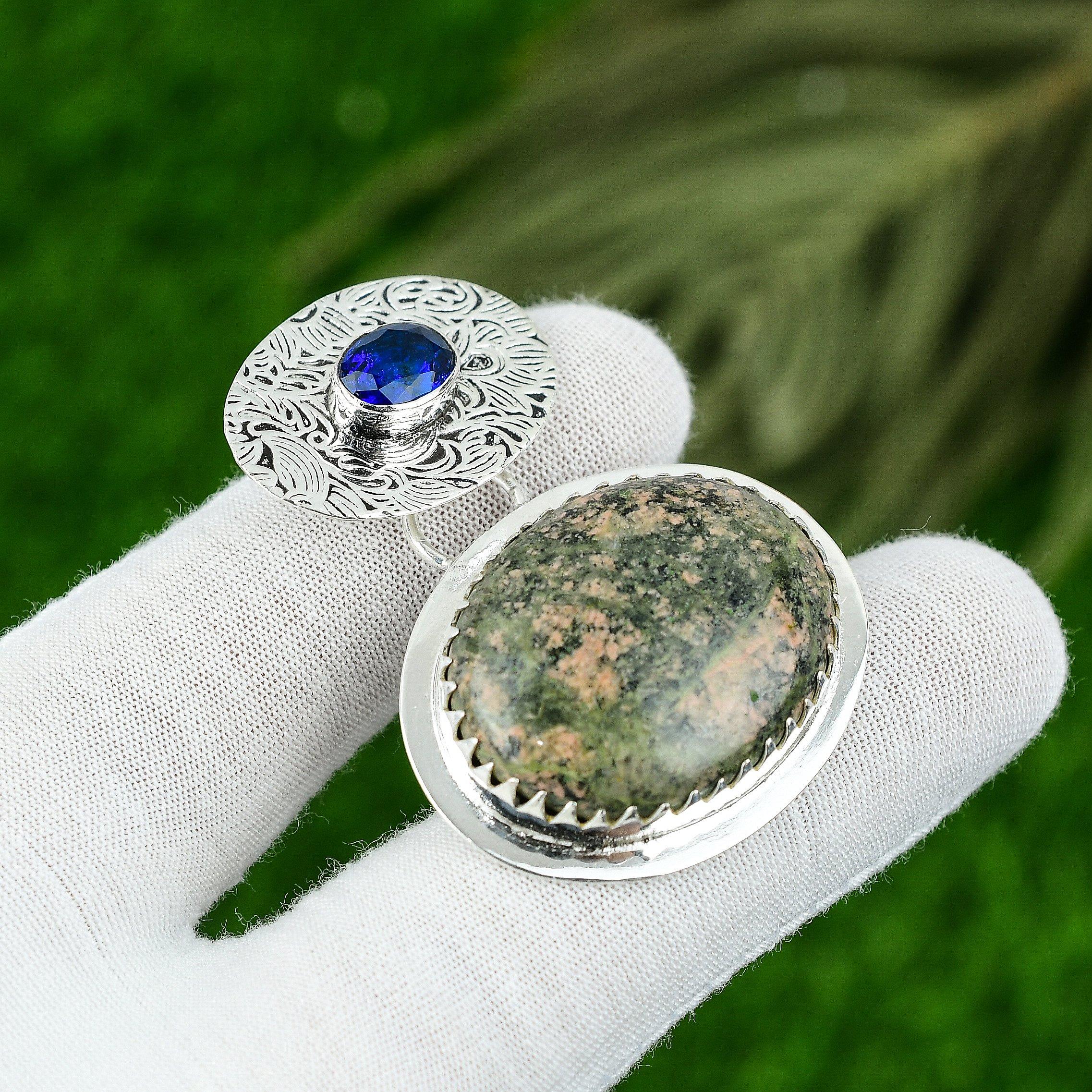 

Birthday Gift For Her Natural Unakite Gemstone Pendant 925 Sterling Silver