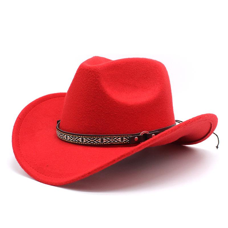 Western Cowboy Hat Woolen Top Hat Big Edge Jazz Felt Hat 10 Colors