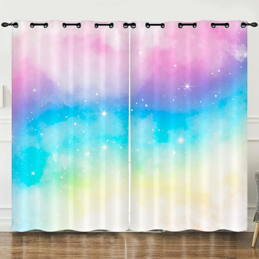 Curtain Color Highlight 3D Digital Printing Blackout Curtain Punching